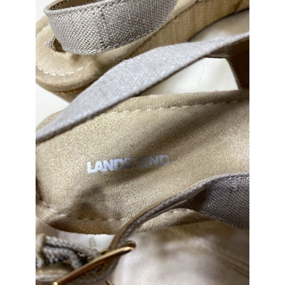 Lands End Women's Espadrille Slingback Wedge Sandals, Gray/Silver ~ Size 11 Wide - Picture 9 of 9